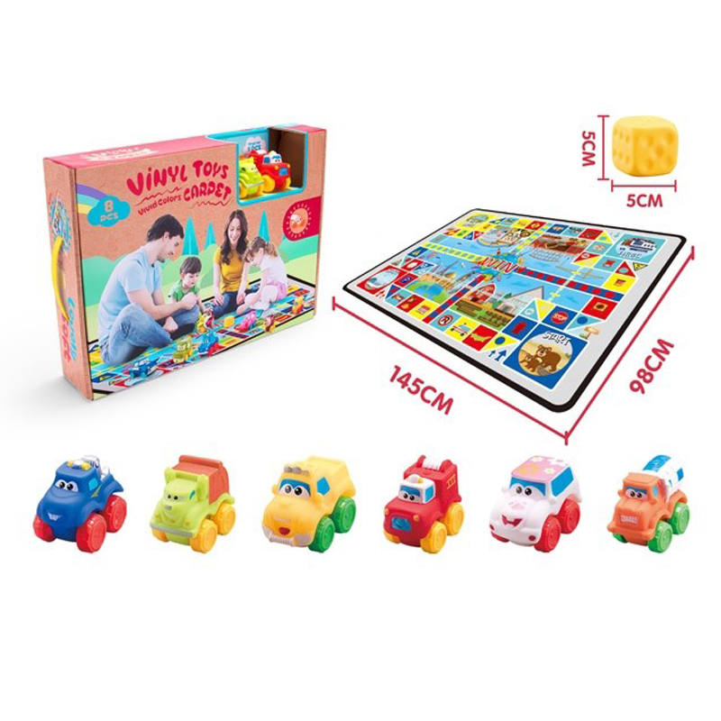 Vinyl Free wheel Car Toy Cartoon Creative Game Carpet Toy Sliding Car Toy Mini Soft Car Toy