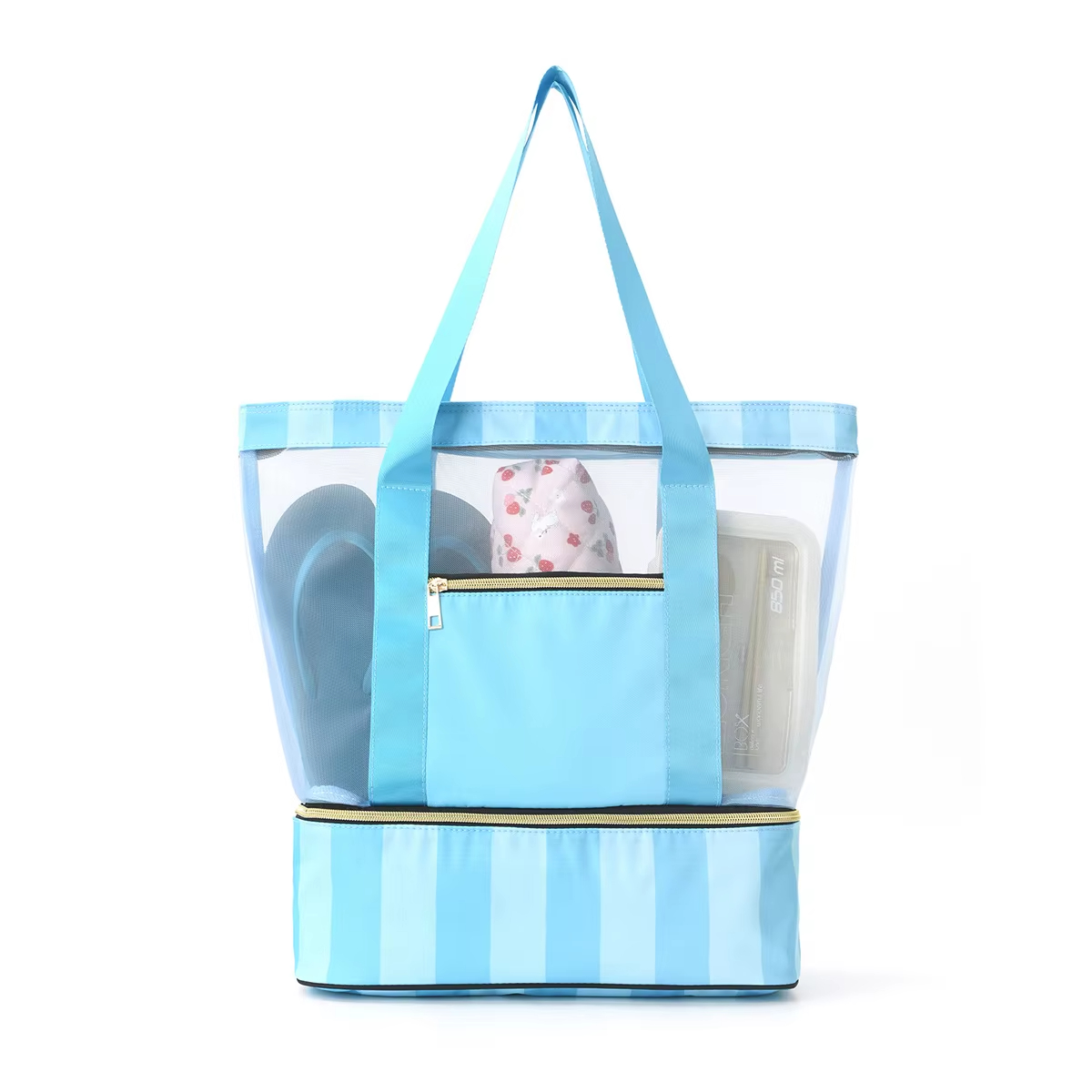Portable Double-Layer Large Capacity Beach Bag Handheld Travel Storage Swimsuit for Shopping