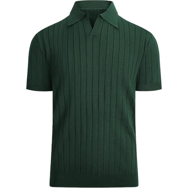 Men's knit casual short-sleeved polo shirt without buttons