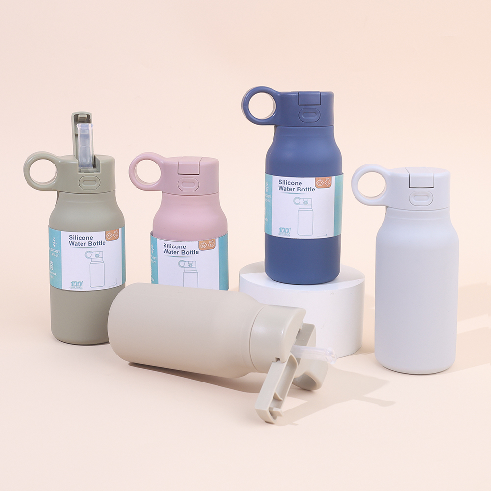 Bangxing Portable Eco-friendly Leakproof Bpa Free For Kids School Silicone Bottle Water With Straw