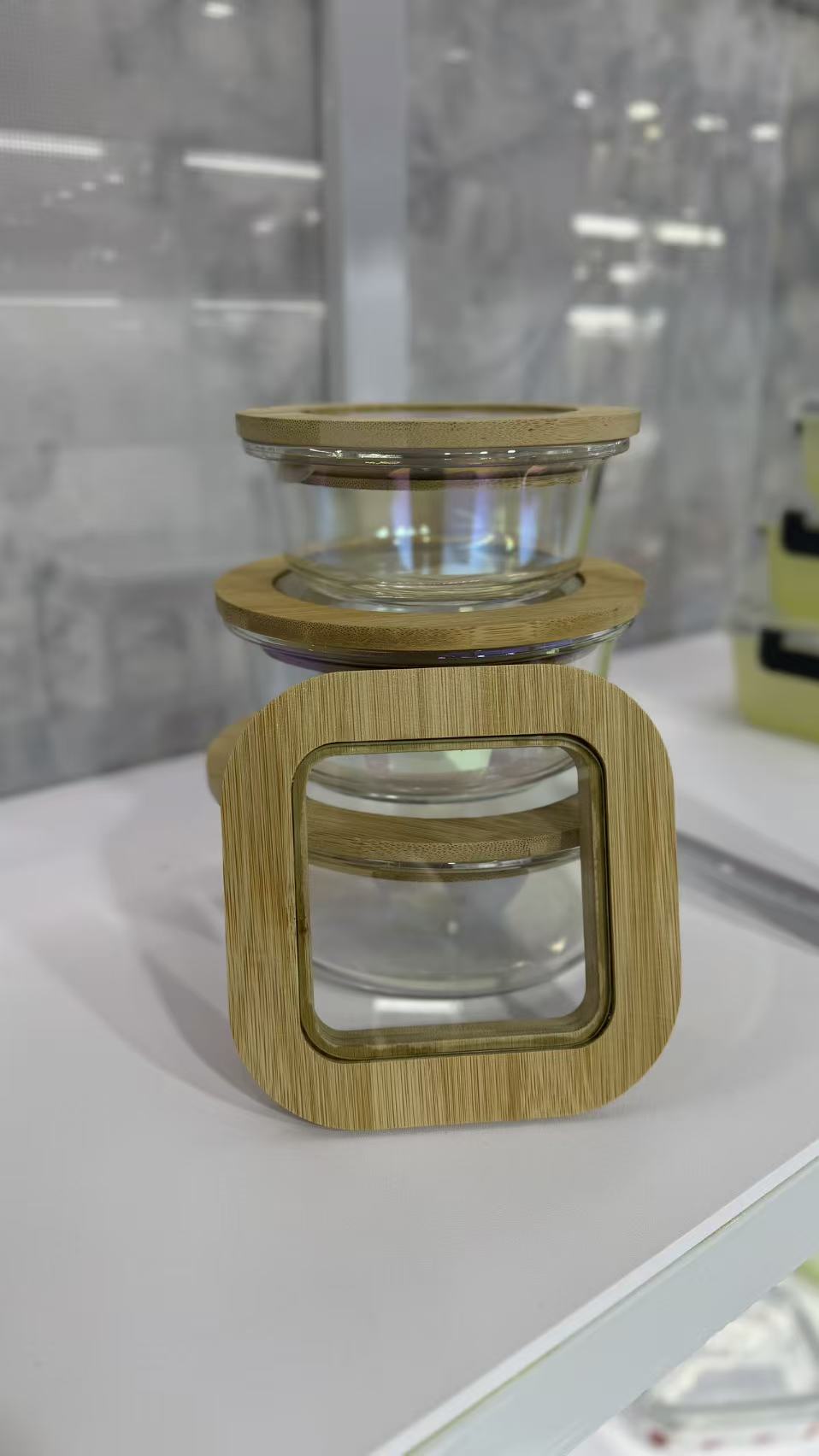 glass lunch box with bamboo lid