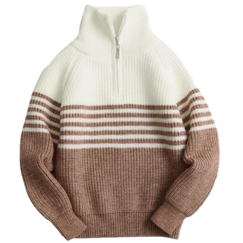 Striped Quarter Zip Sweater Kids Fashion Long Sleeve Knit Pullover Sweaters Tops 5-14 Years