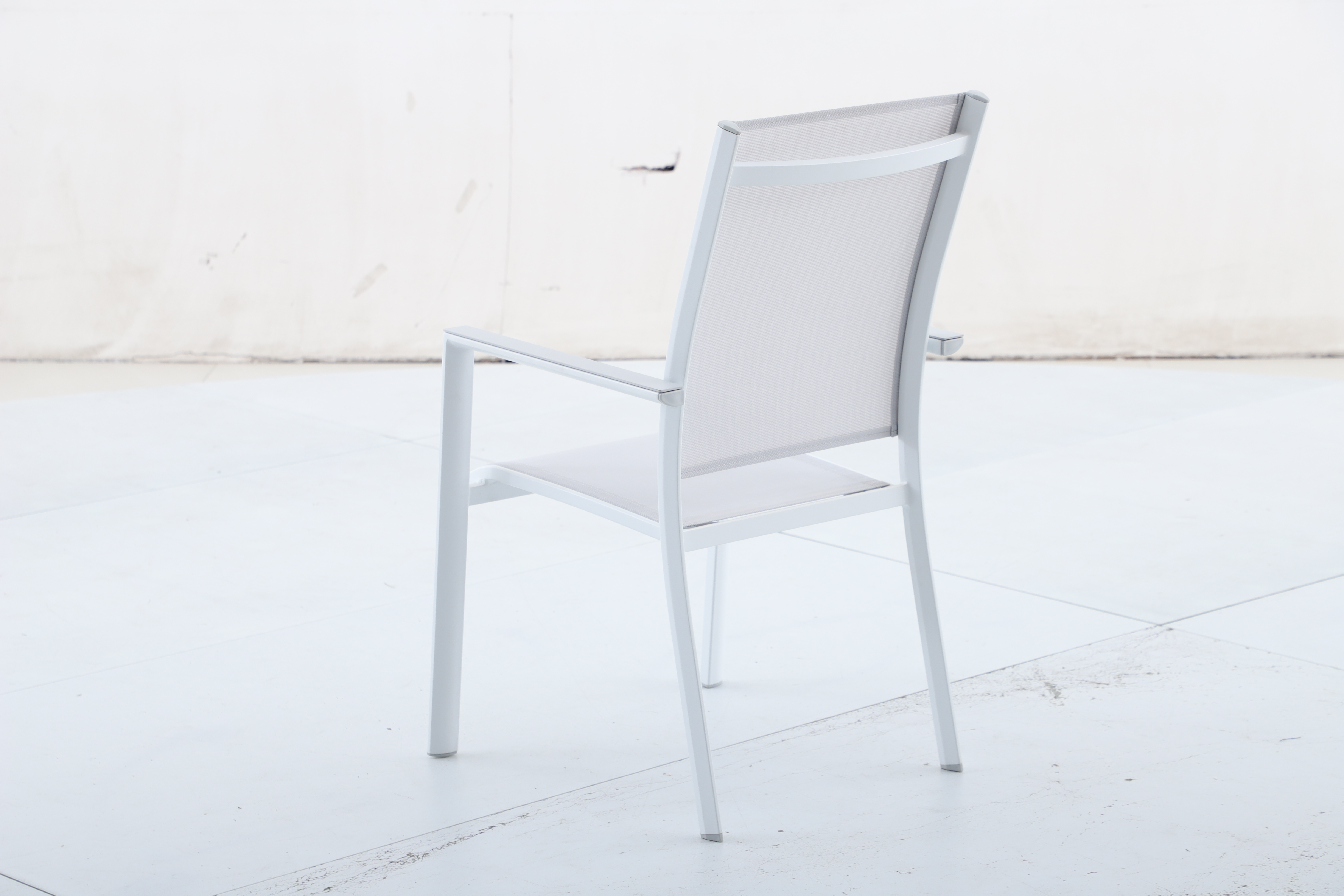 Alum sling armchair w/arm slats