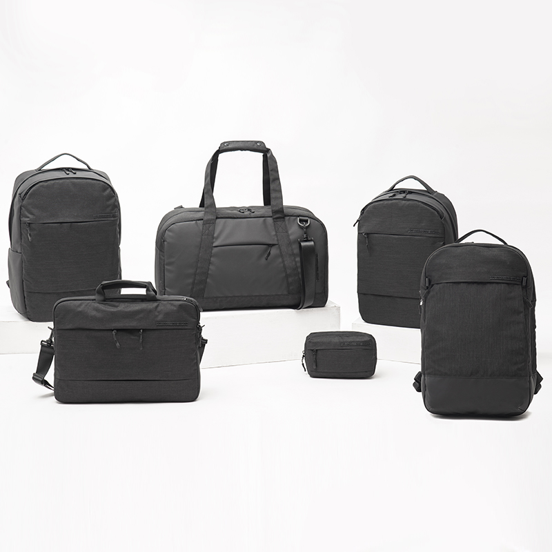 Black leather business backpack large capacity travel bag laptop briefcase toiletry bag series