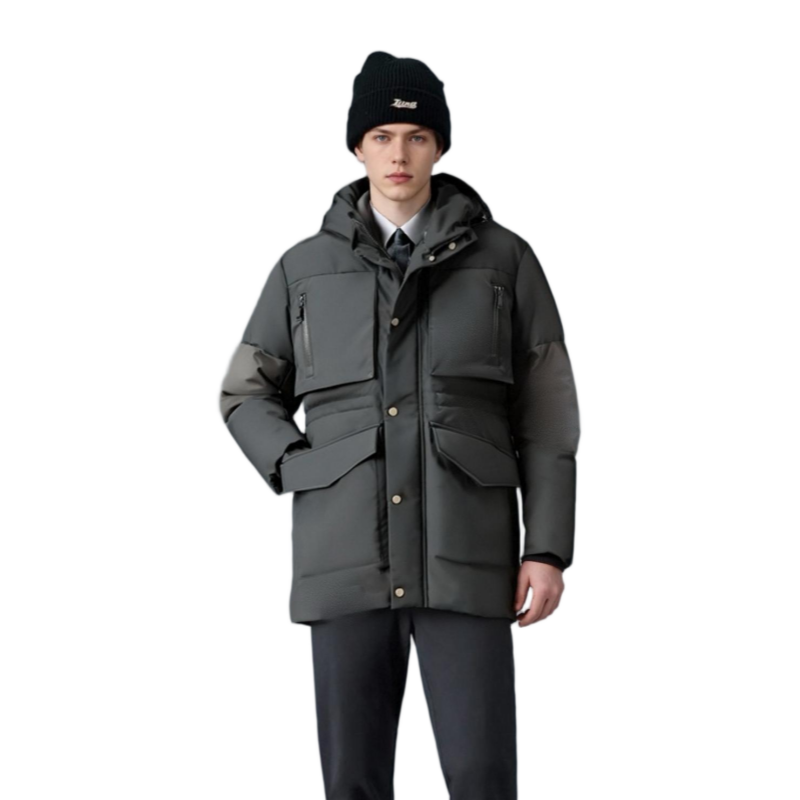 JXD-Multi-Material Patchwork Functional Parka with 3D Chest Pockets