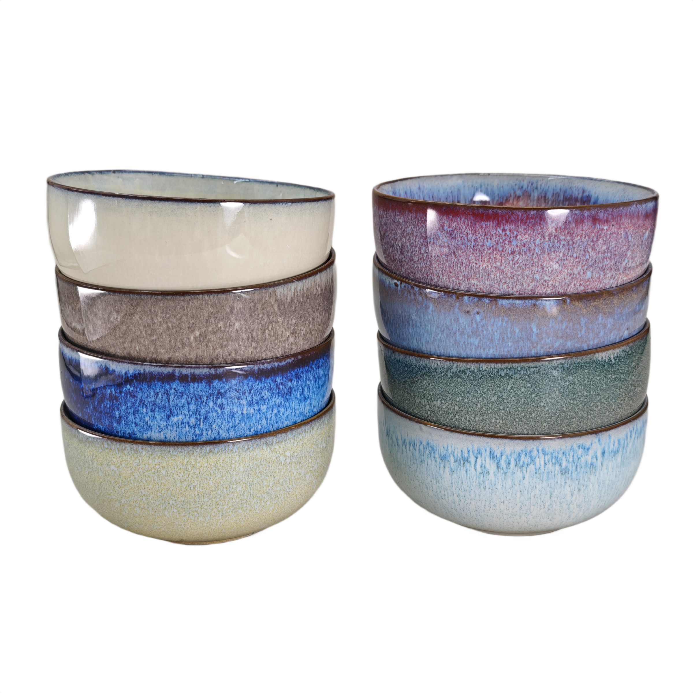Reaction glazed ceramic bowl