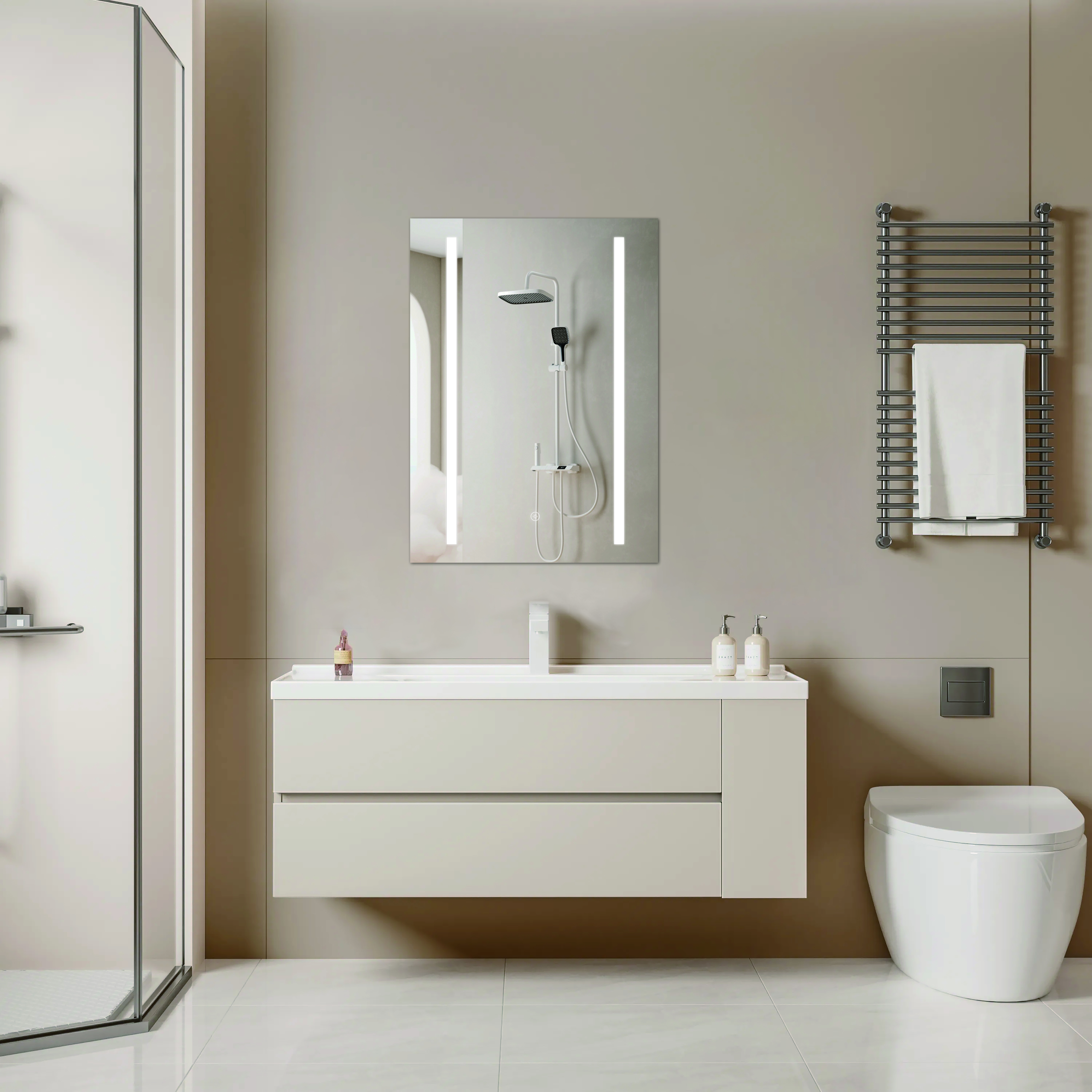Led Bathroom Mirror Cabinet With Lec Dimmer Switch Shaver Socket Demister For Makeup Shaving
