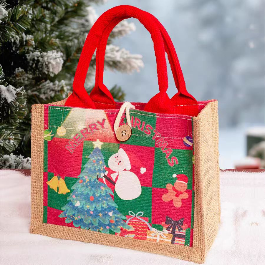 Jute Christmas Tote Bag