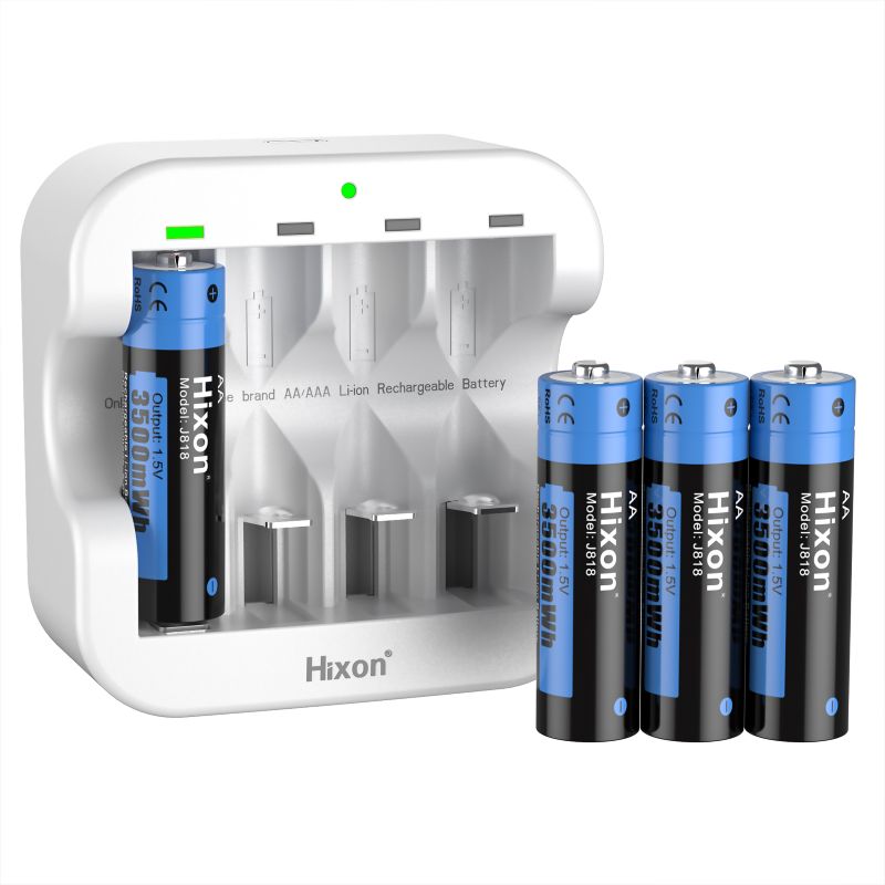 Hixon AA Rechargeable Lithium Batteries and Charger