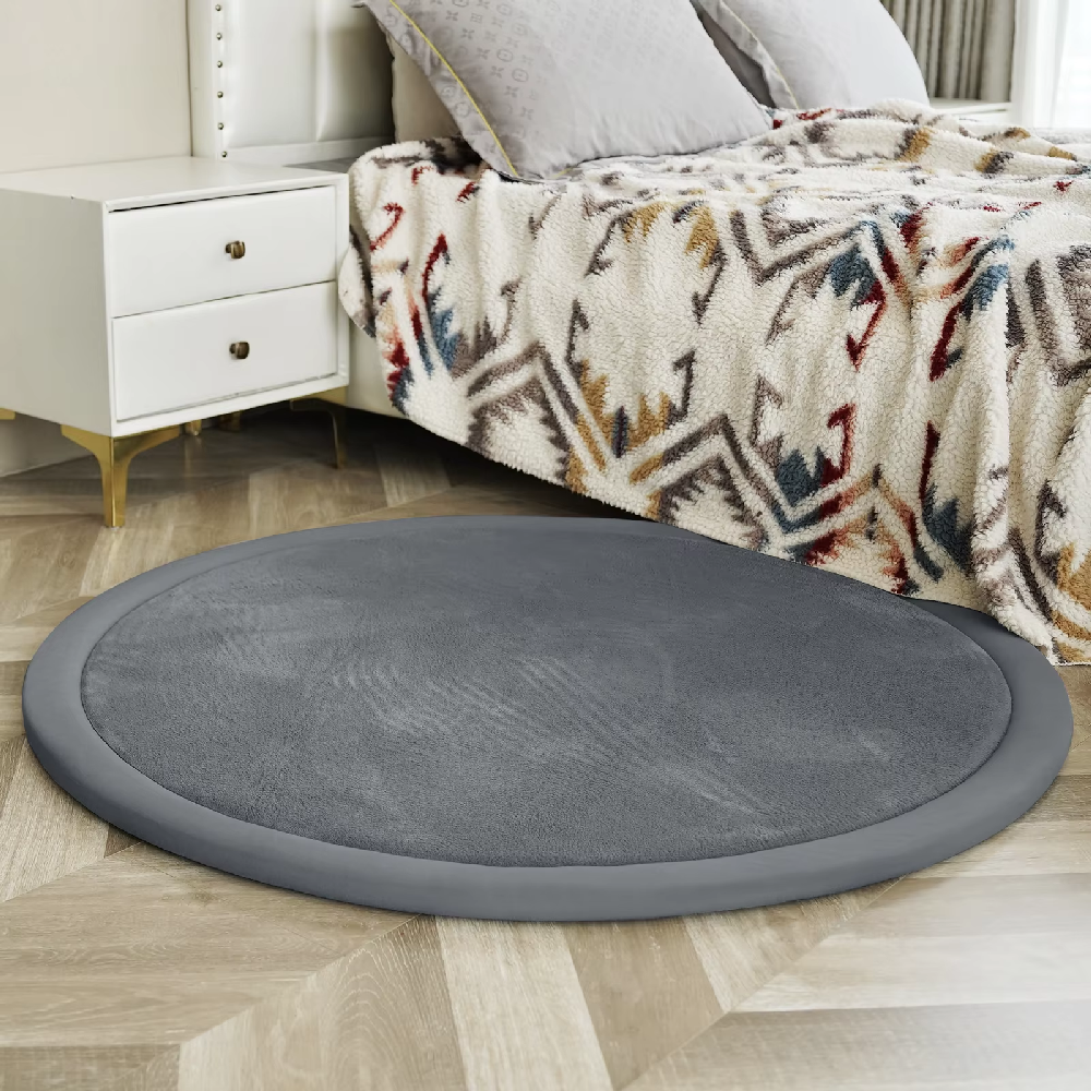 Round Crystal Velvet Kids Play Mat Anti Slip Decor Floor Carpet Pet Friendly Baby Floor Mat