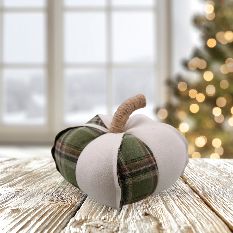 8''x4''Harvest Plaid Pumpkin