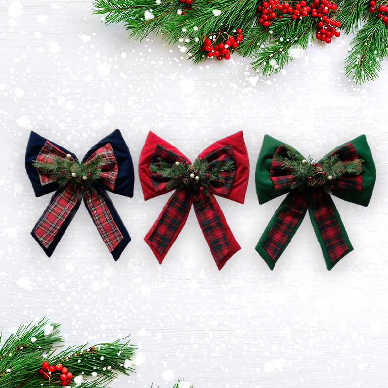 18x21''Christmas Scottish Plaid Bow Hanging