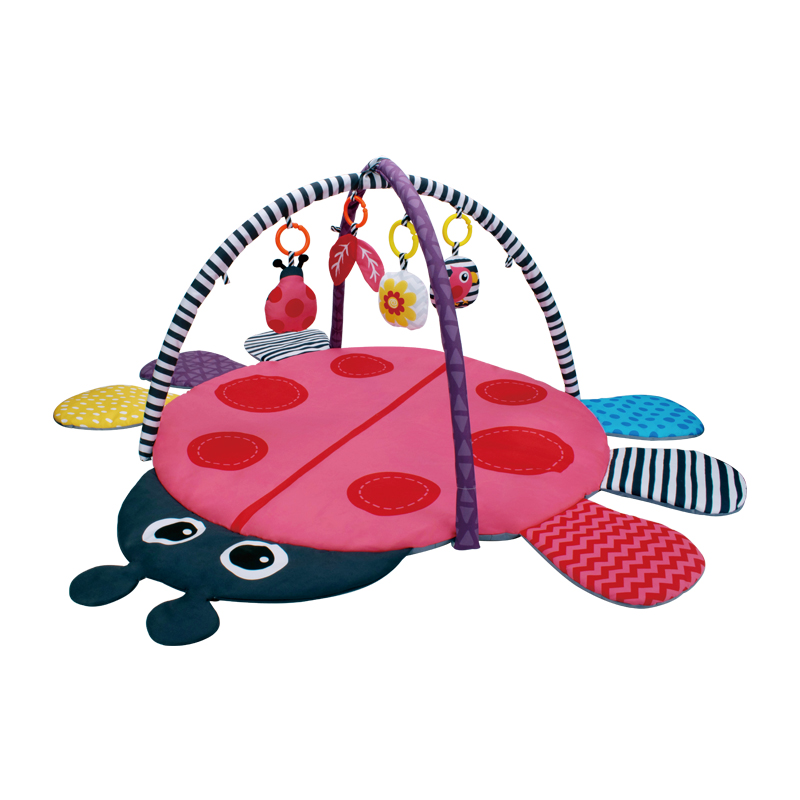 Konigkids Red Ladybug Baby Playmat (Ladybug Feet with Paper Squeaks, Includes 4 Toy Pendants)