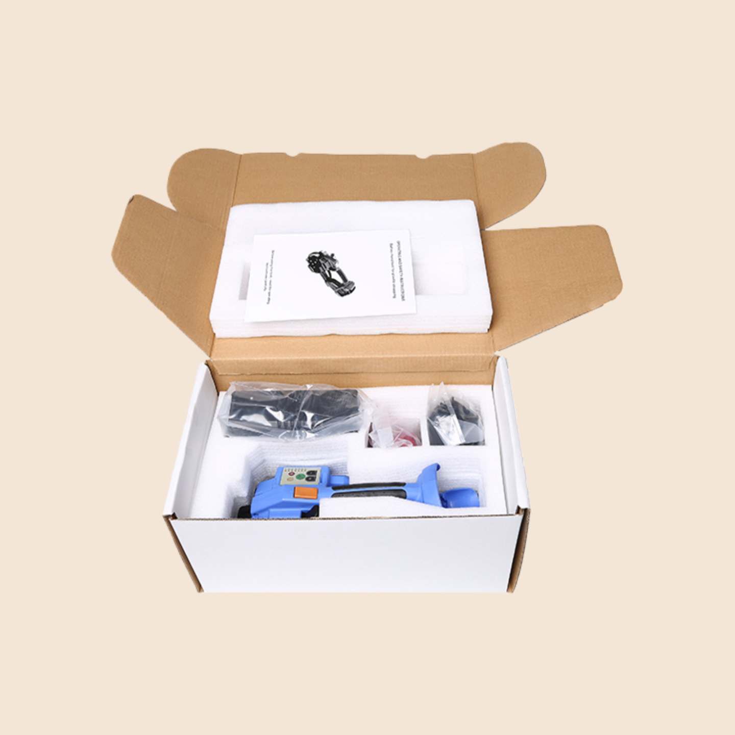 Elektrisk balpress, bärbar och handhållen balpress för effektiv förpackning och bandning
