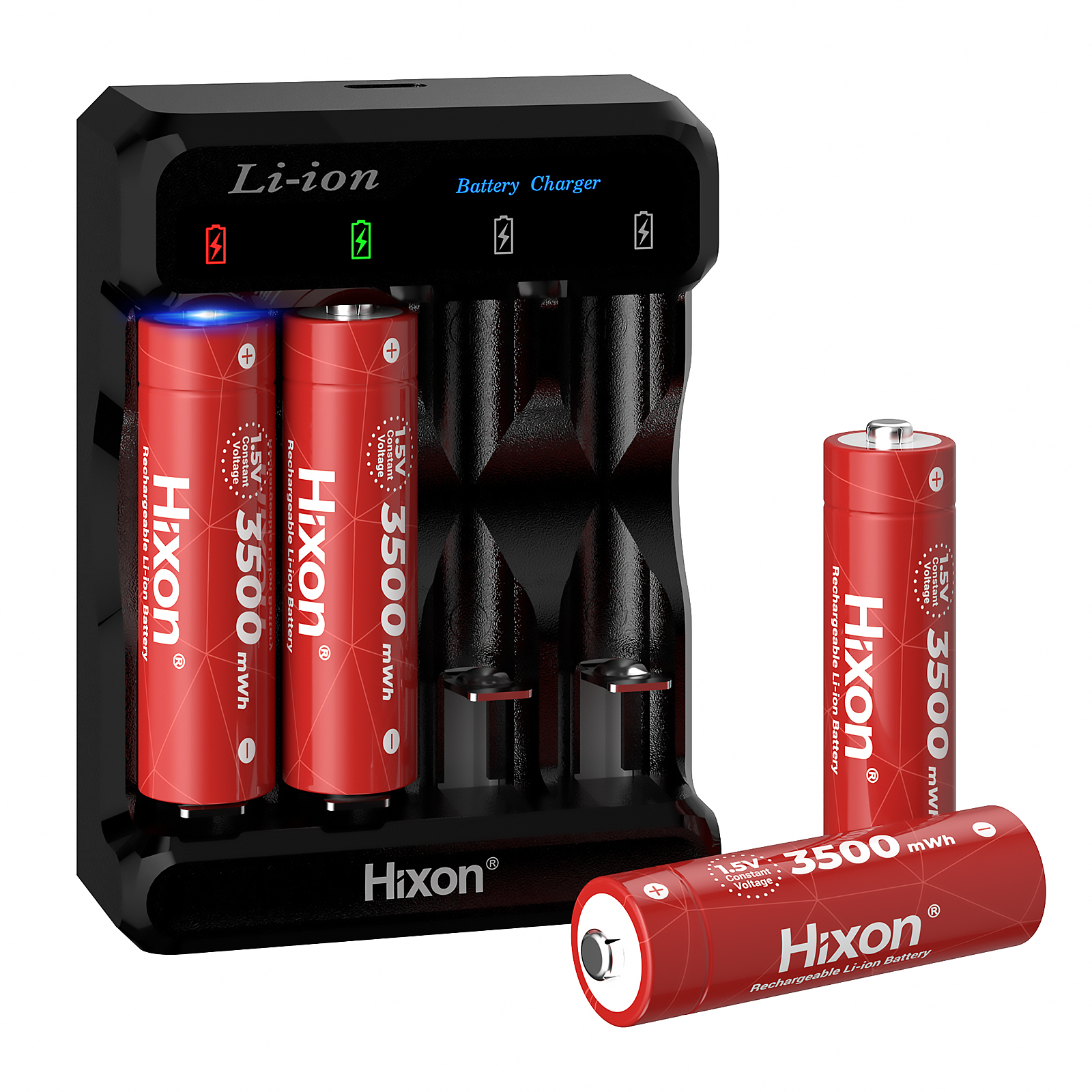 Hixon AA Rechargeable Lithium Batteries and Charger