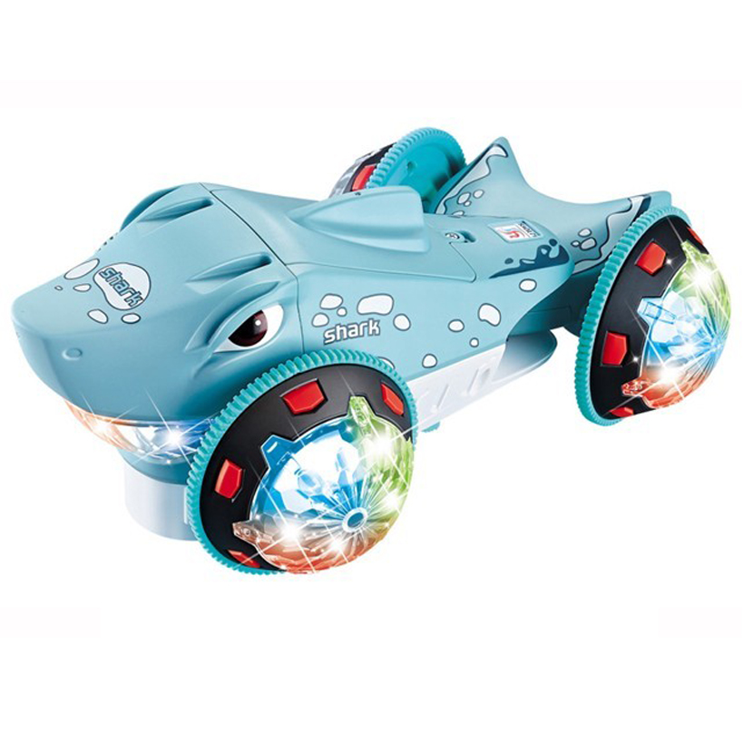 Spinning Stunt Shark Car Toy Plastic Educational Toys Electric Toy Kid Light Music Toy