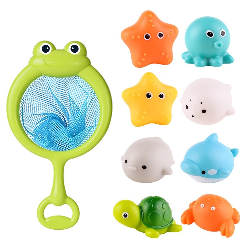 Soft Rubber Animals Induction Luminous Toy Bath Fishing Game Toy Baby Bathing Toy