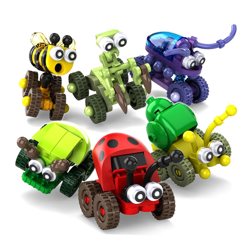 Cartoon Animal Building Block Toy Racing Insects Toy Children Gift Assembles Toy