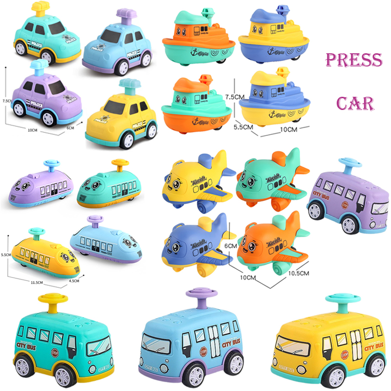 Cartoon Inertial Airplane Toy Inertial Ship Bus Toy Press Car Toy Baby Early Education Toy