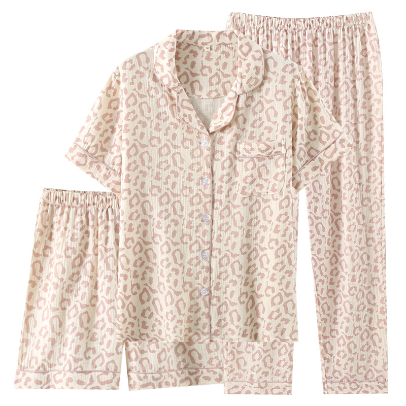 Double Layer Summer Pajama Set Short Sleeve Women's Sleepwear