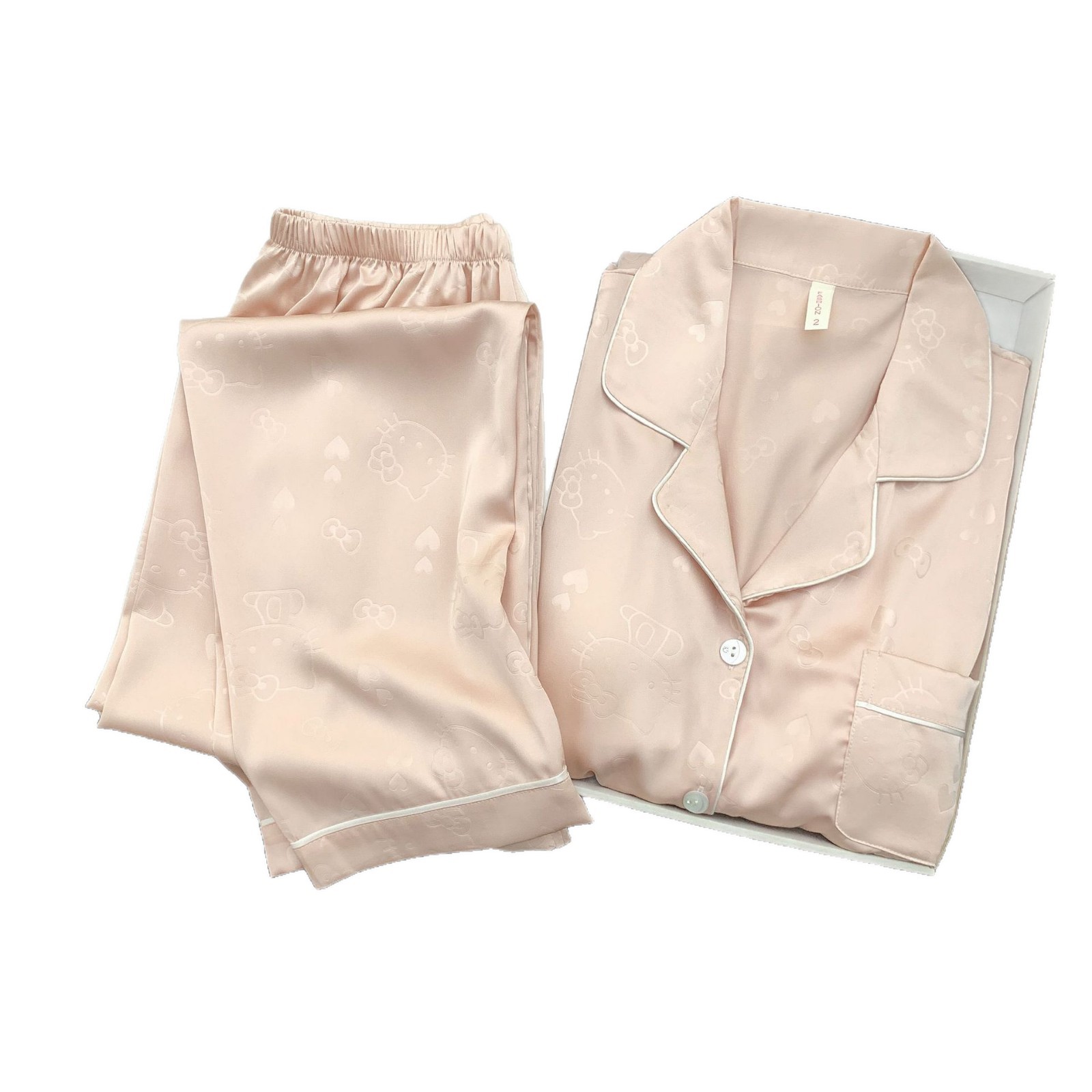 Ice Silk Breathable Button Down Cute Pajama Set Women's Sleepwear