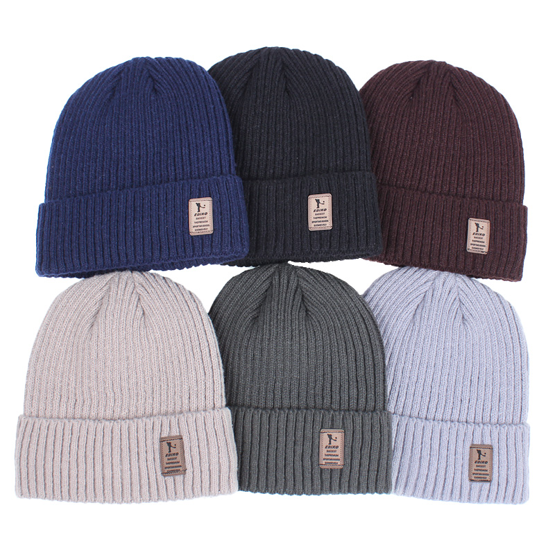 Men's Fleece-Lined Beanie Hat, Thermal Winter Knitted Skull Cap with Ear Flaps for Outdoor Sports