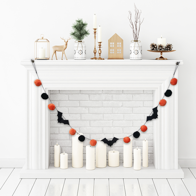 62'' Halloween Bat Pompom Garland