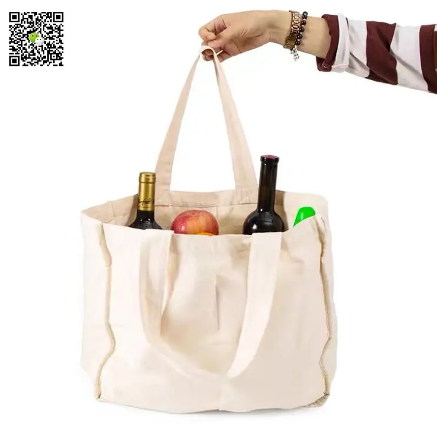 Eco friendly Blank Custom Print Natural Cotton Canvas Shopping Tote Bag Shopping Bag