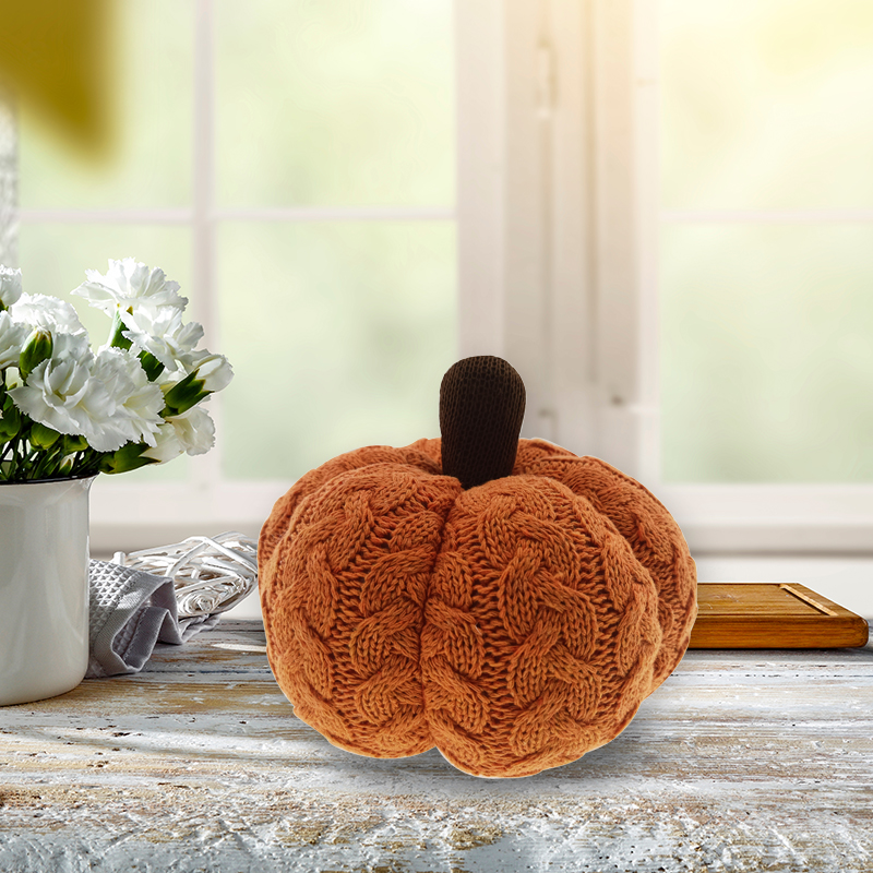 The 8-inch Harvest Series Brown Knitted Pumpkin Model