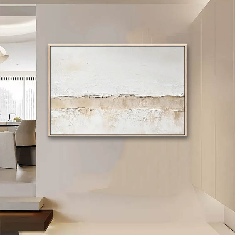 Natural Framed Canvas Print Wall Art Gray Watercolor Decorative Contemporary Chic for Living Room,