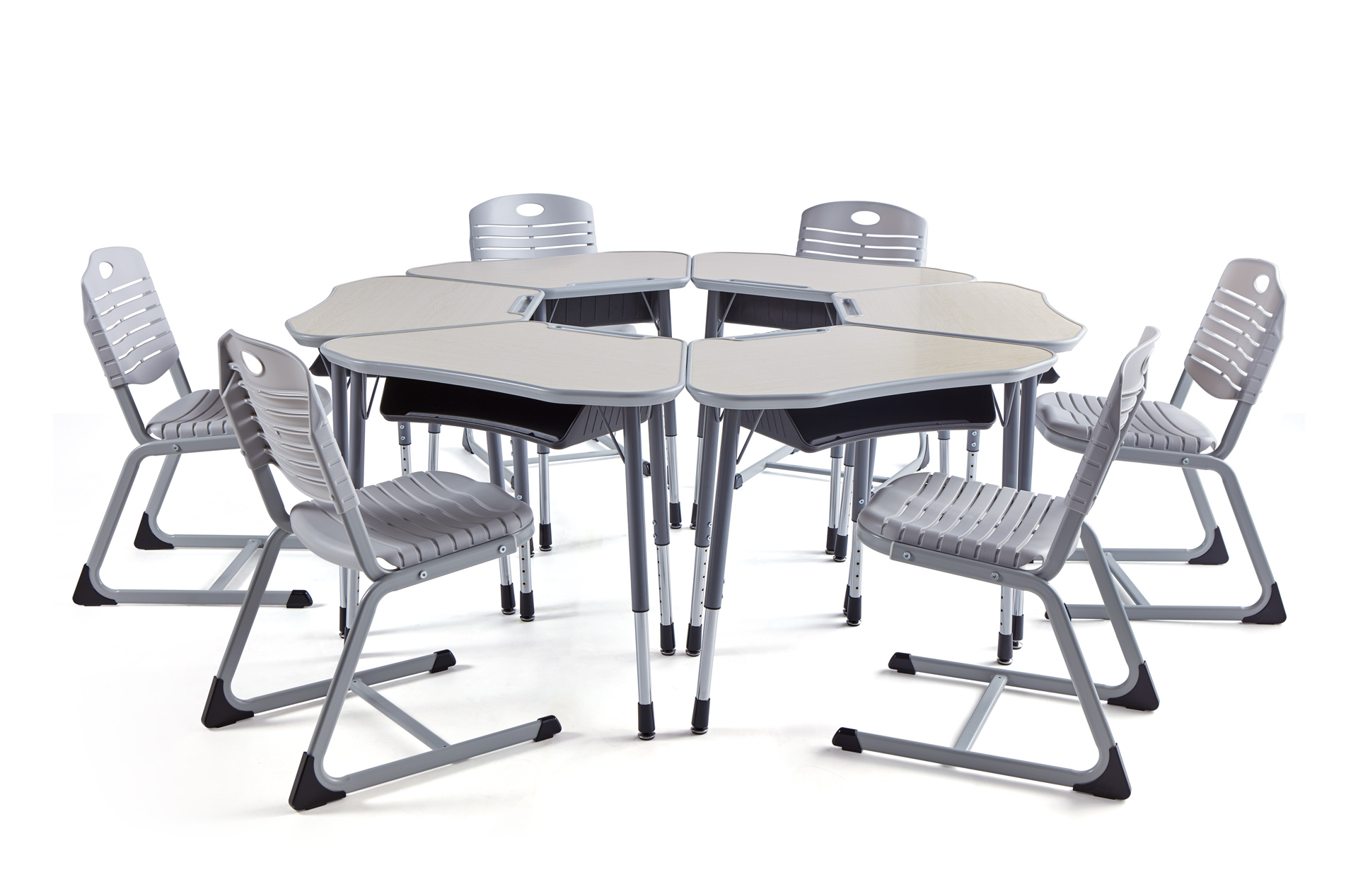 Height adjustable school desk and chair
