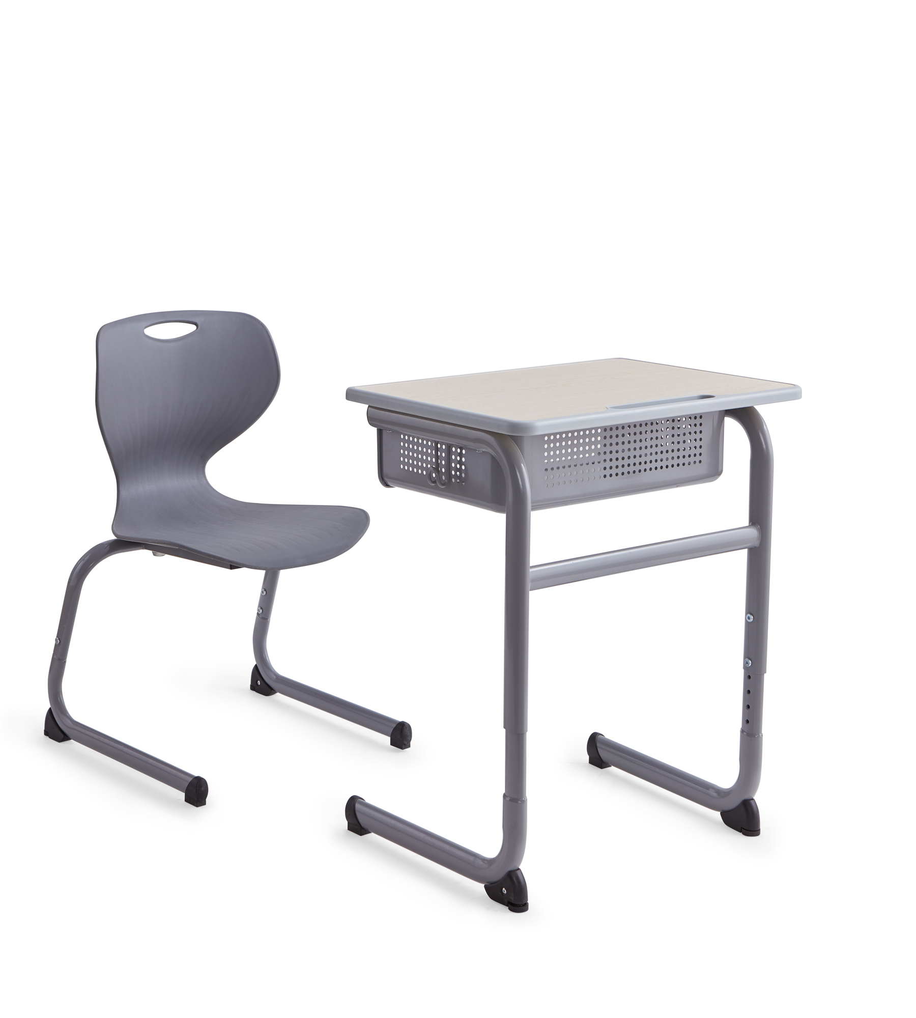 Height adjustable student desks and chairs