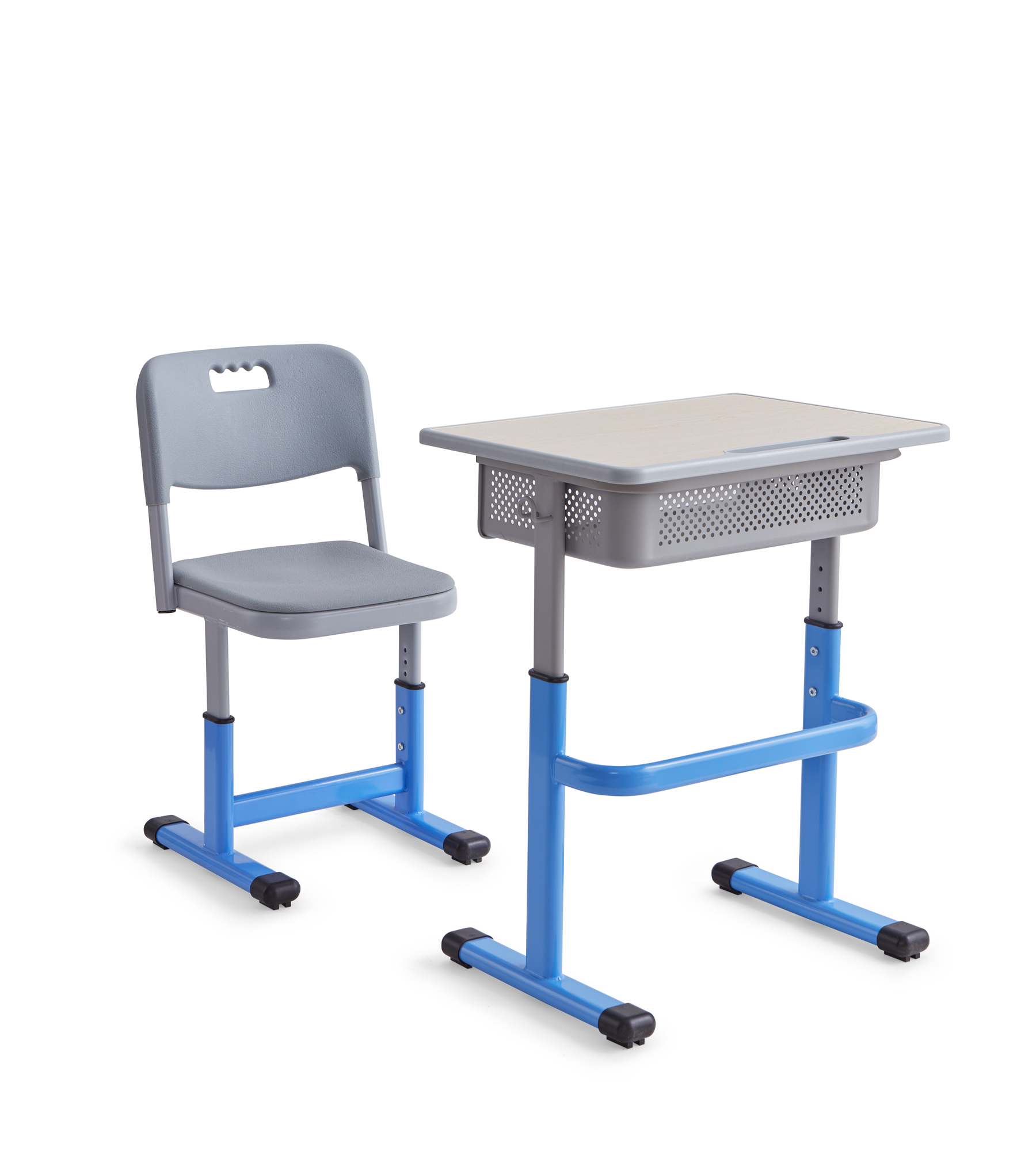 Height adjustable school desk and chair