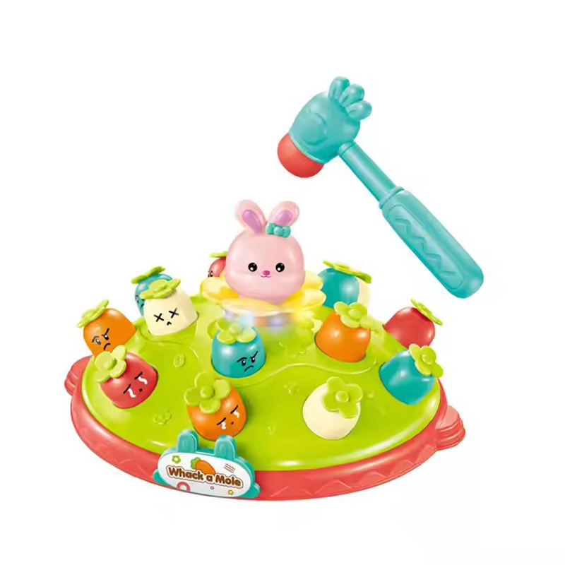 Hammer Radish Toy Whack-a-Mole Game Toy Electric Cartoon Rabbit Toy Baby Sensory Toy
