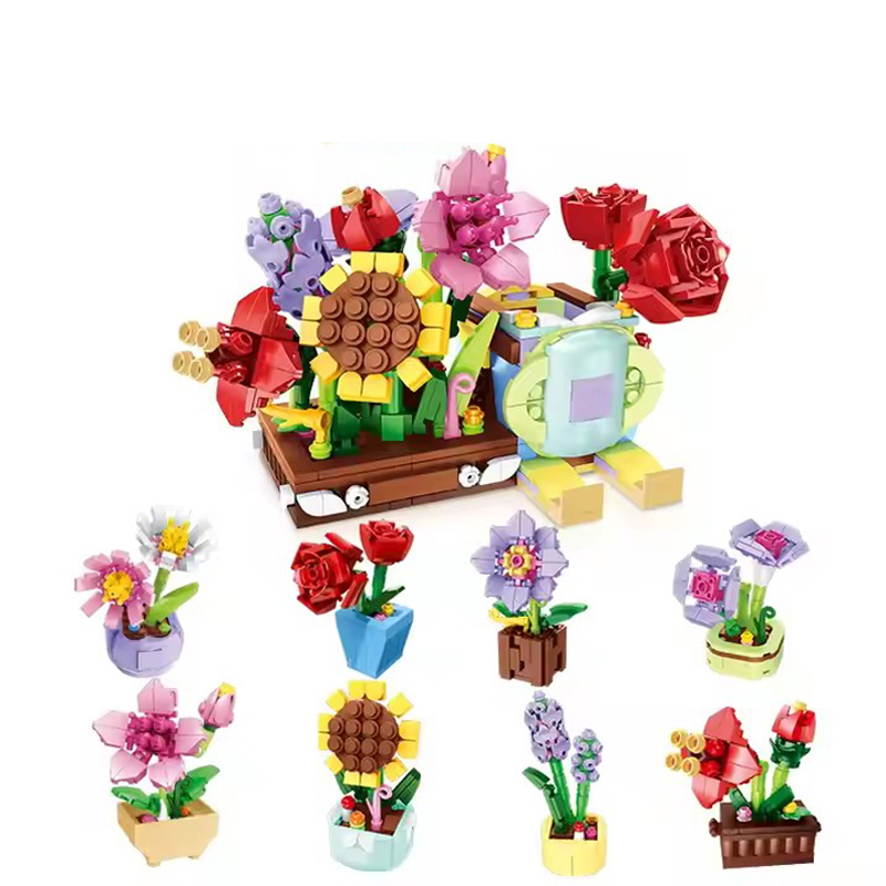 Kids Mini Plant Flower Bricks Toy Building Blocks Toy Creative DIY Plastic Toy