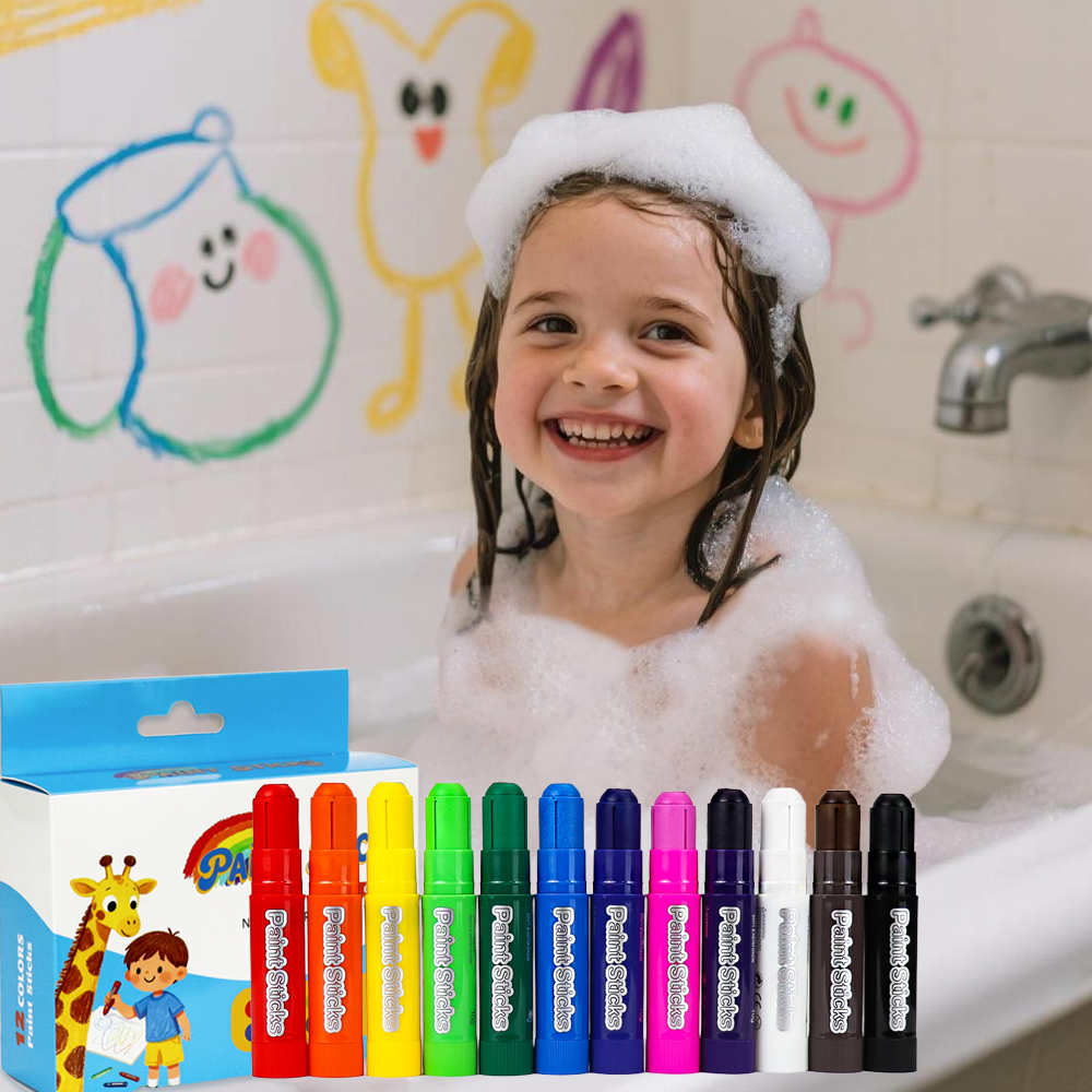 6-color/12-color kids bath paint drawing crayon pen kit