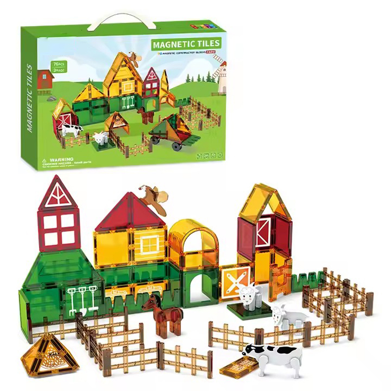 Kids Magnetic Construction Blocks Farm Toy Magnetic Puzzle Toy Magnetic Tiles Toy