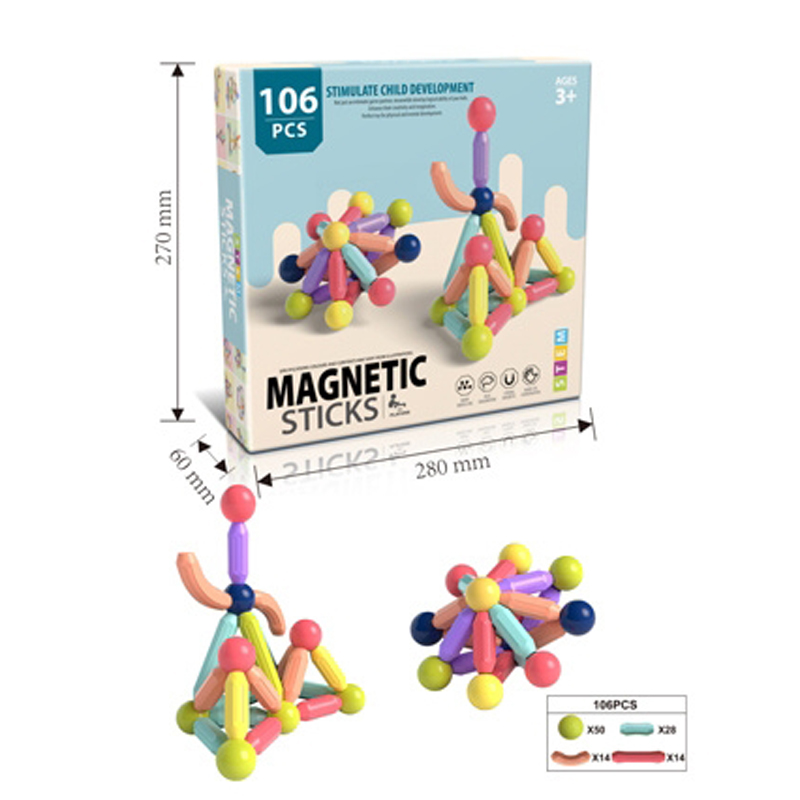 Kid DIY Assembling Magnetic Stick Toy Colorful Building Blocks Magnetic Toy Magnetic Rod Toy