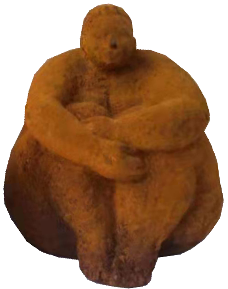 Fat woman (hugging knees)