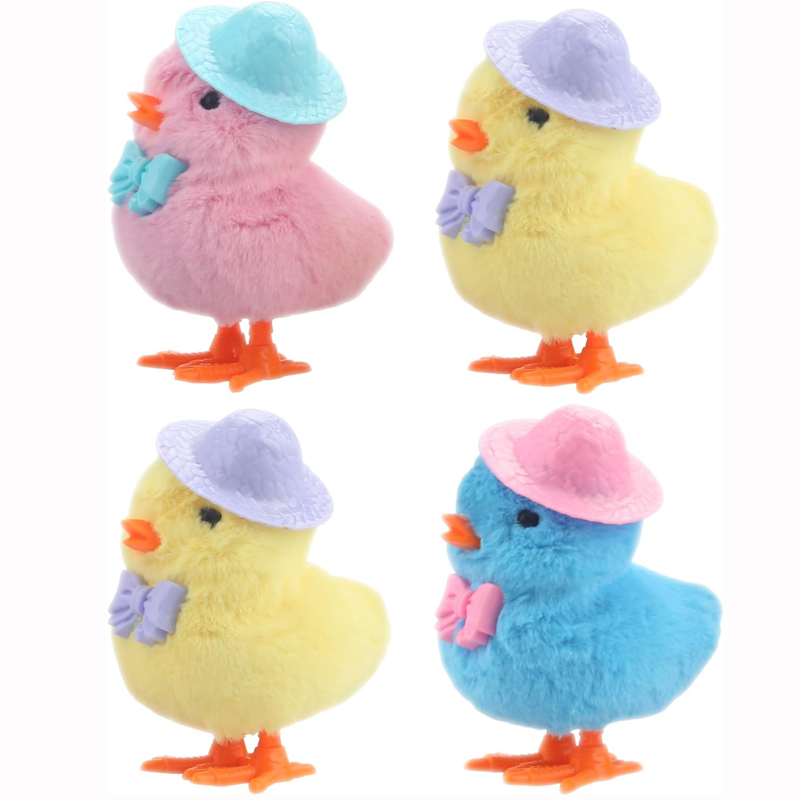 Jumping Bonnet Chick Toy WindUp Plush Toy Easter Gifts Toy