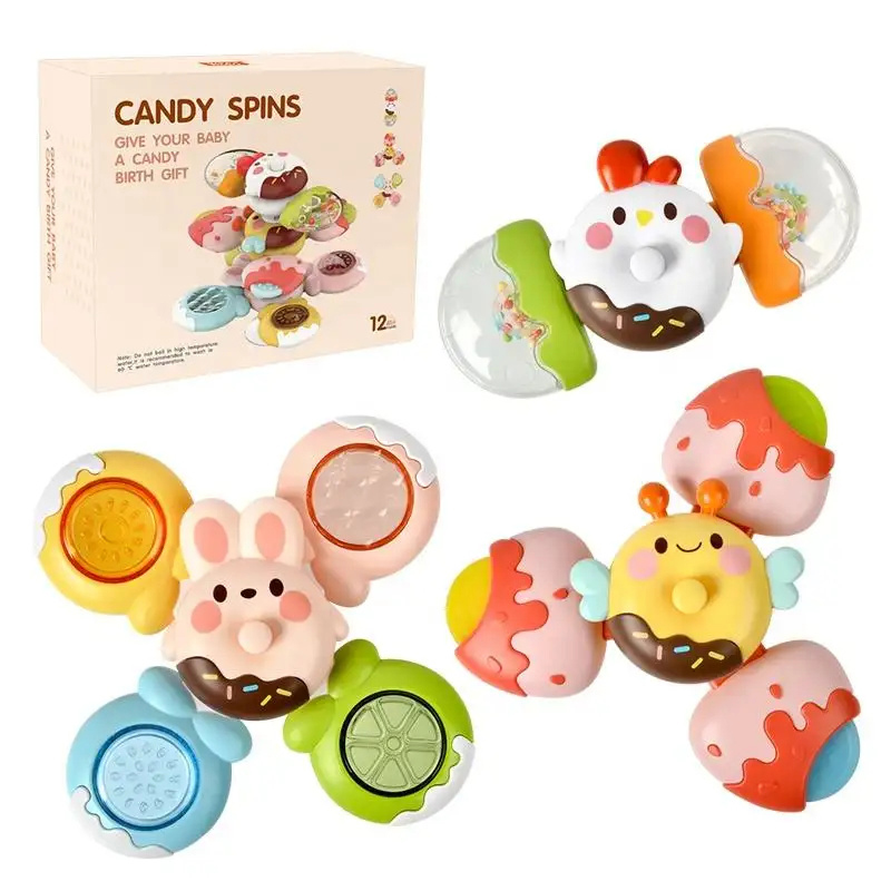 Baby Candy Spinner Toy Soft Silicone Animal Suction Cup Toy Rattles Sensory Toy