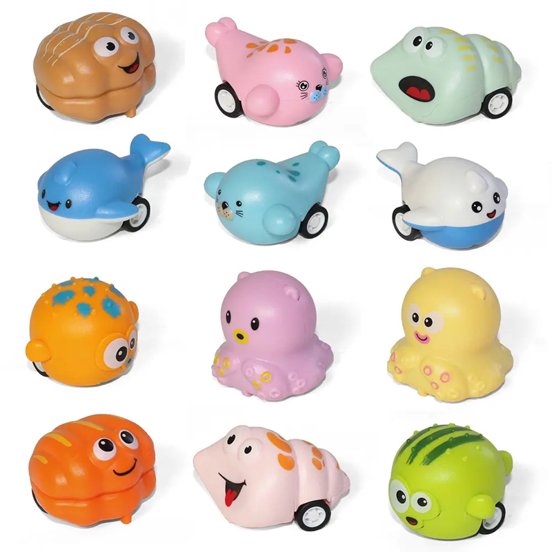 Cartoon Sea Animal Pull Back Car Toy Surprise Capsule Egg Toy Friction Power Car Toy