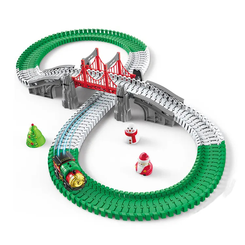 Battery Operated Track Toy Christmas Railway Train Toy DIY Assembling Toy Kids Educational Toy