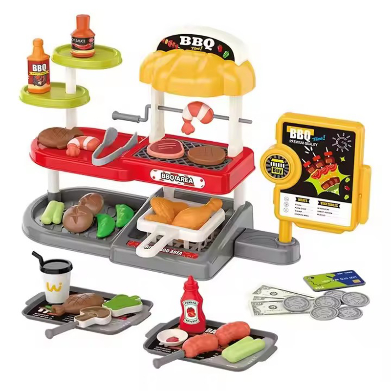 Kids BBQ Toy Simulation Kitchen Toy Mini Barbecue Pretend Play Toy
