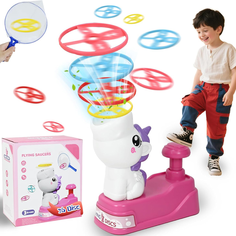 Cartoon Unicorn Flying Saucer Launcher Toy Outdoor Toys Kid Interaction Game Sport Toy