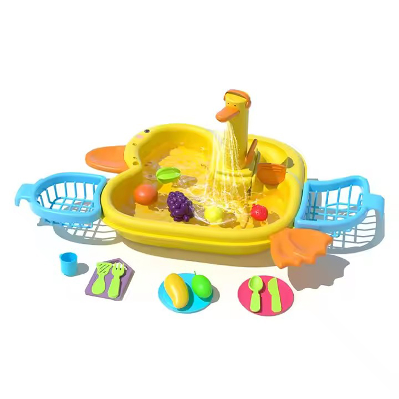 Cute Duck Dish Washing Machine Toy Pretend Play Toy Kids Kitchen Toy