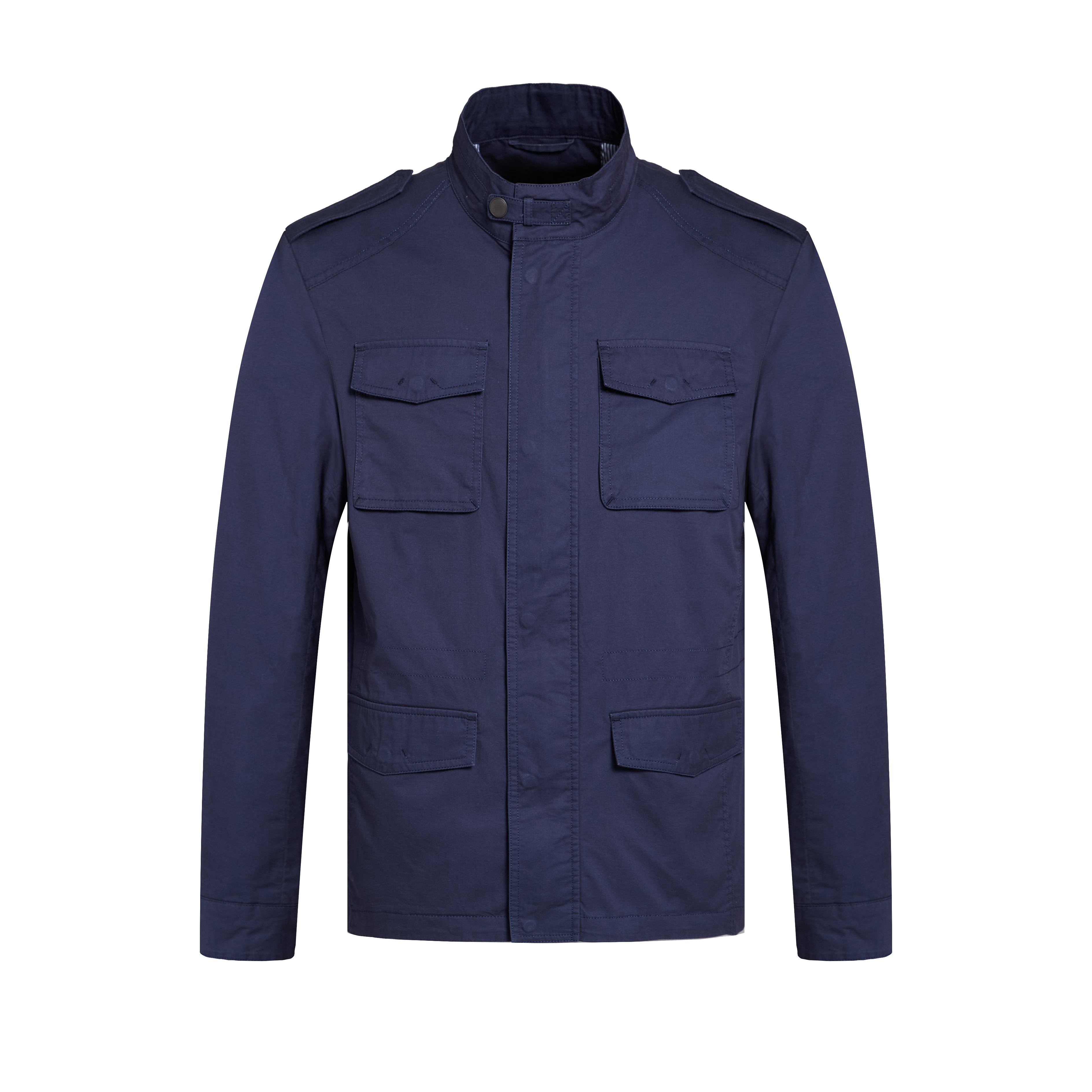 Cotton Jacket Casual Style 100% Cotton Men's Winter Jacket with Zipper and Snap