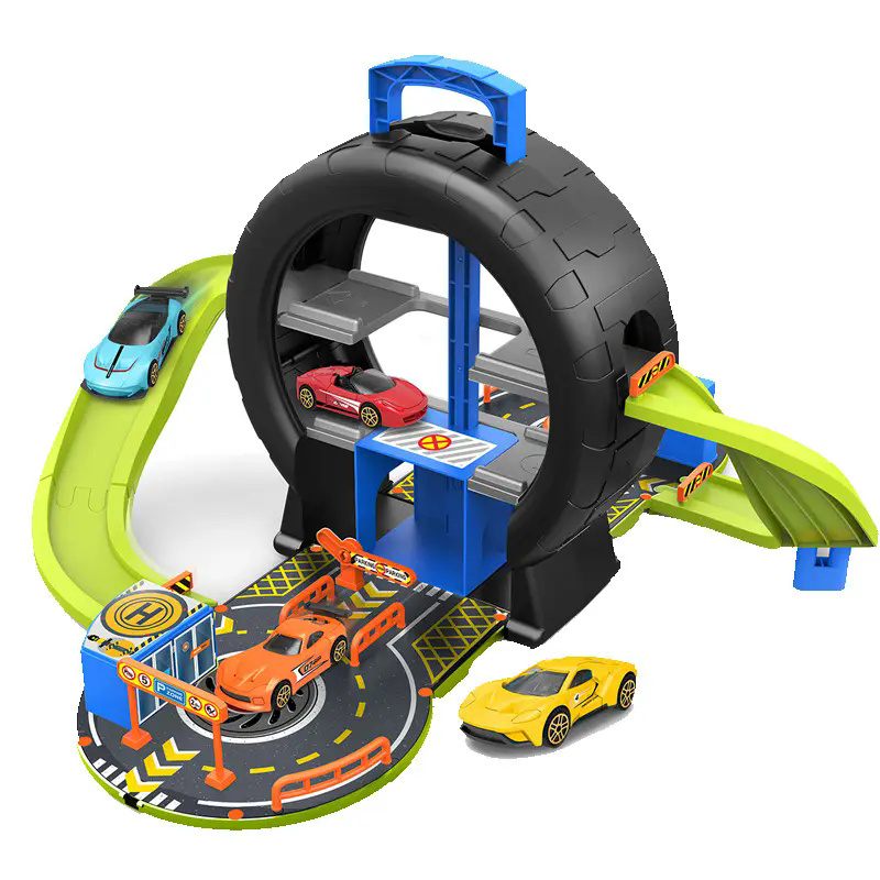 Parking Lot Toy Morphing Storage Tire Track Toy Free Wheel Metal Car Toy Boys Gift Toy