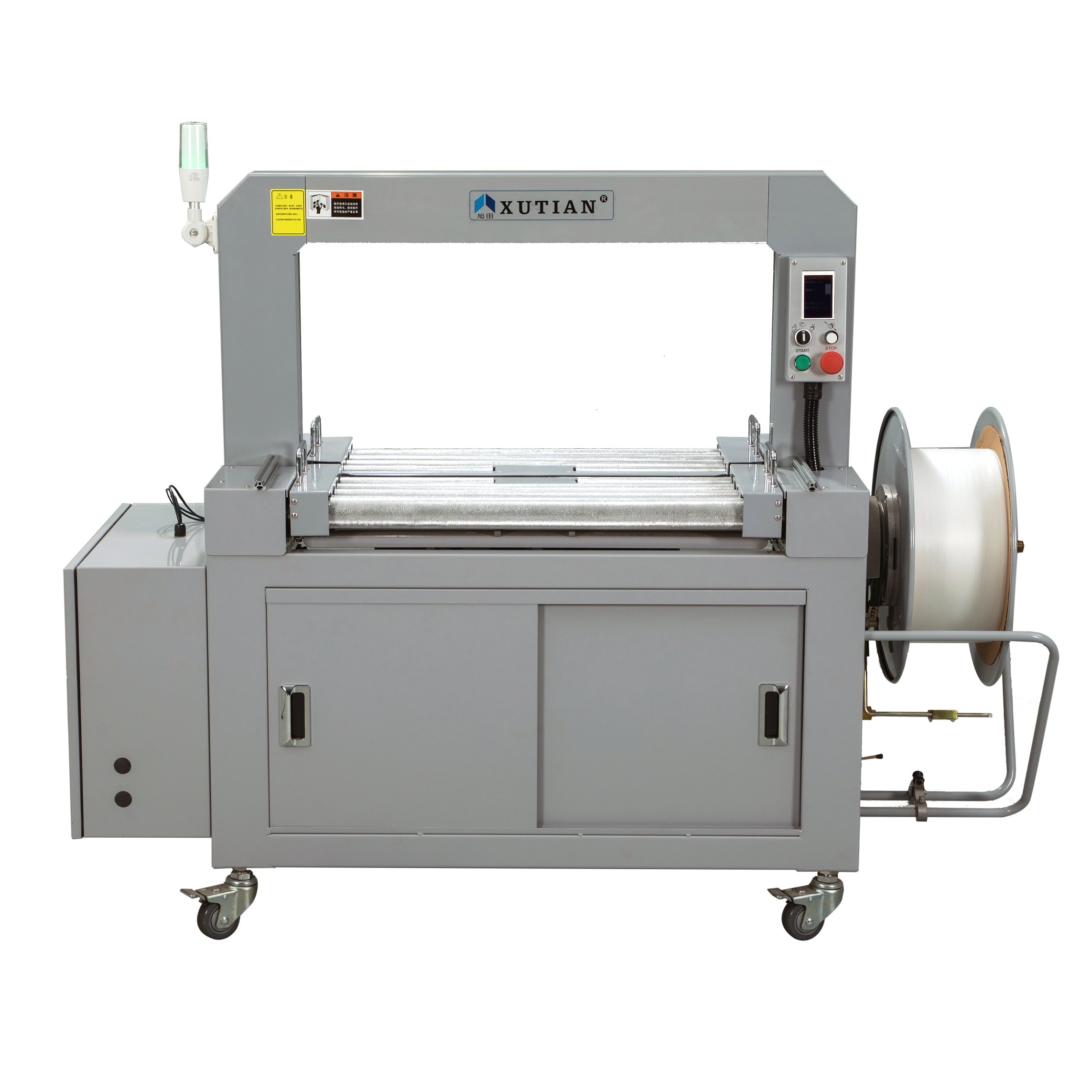 Q8T fully automatic strapping machine with steel roller