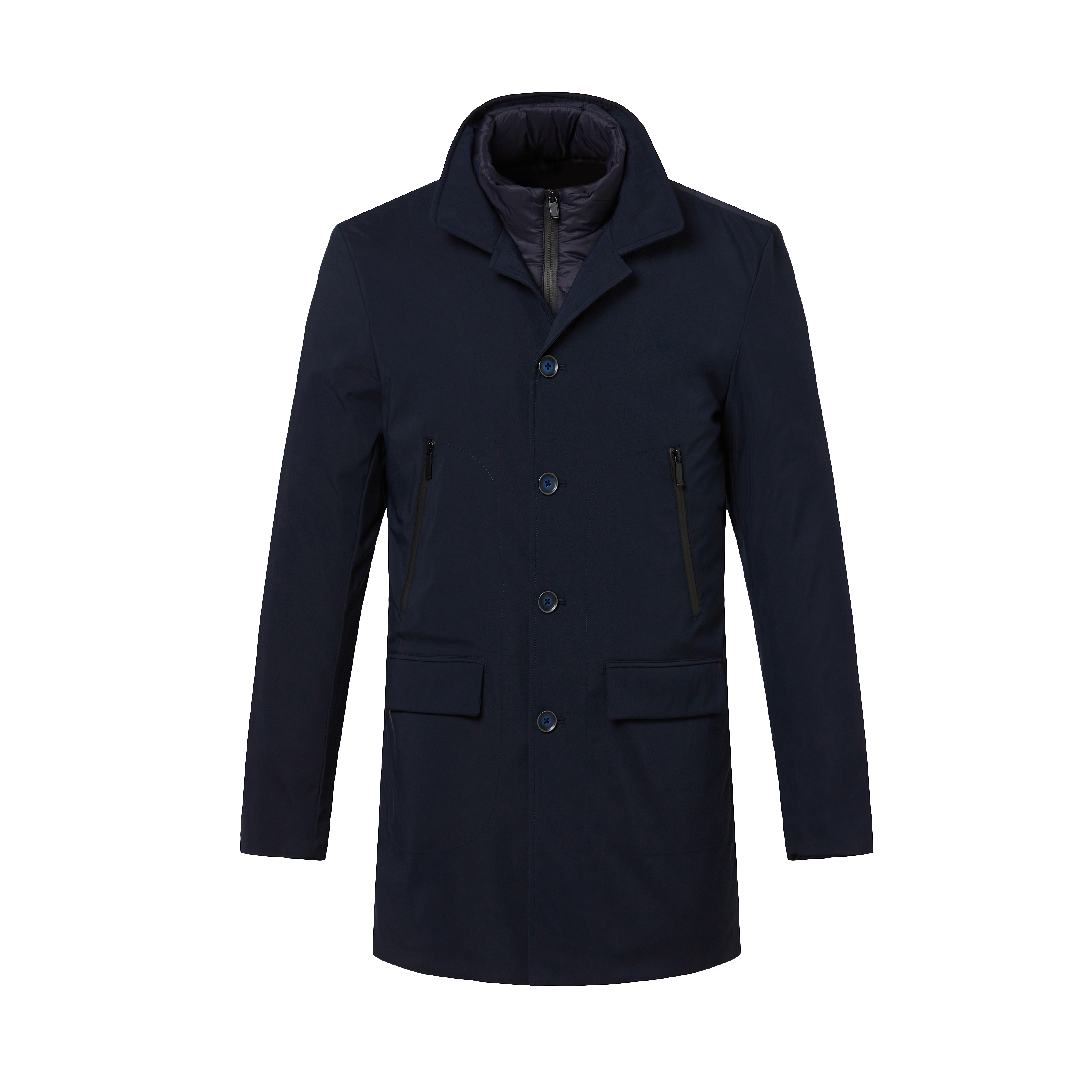 autumn winter warm waterproof classic long coat with zipper buttons